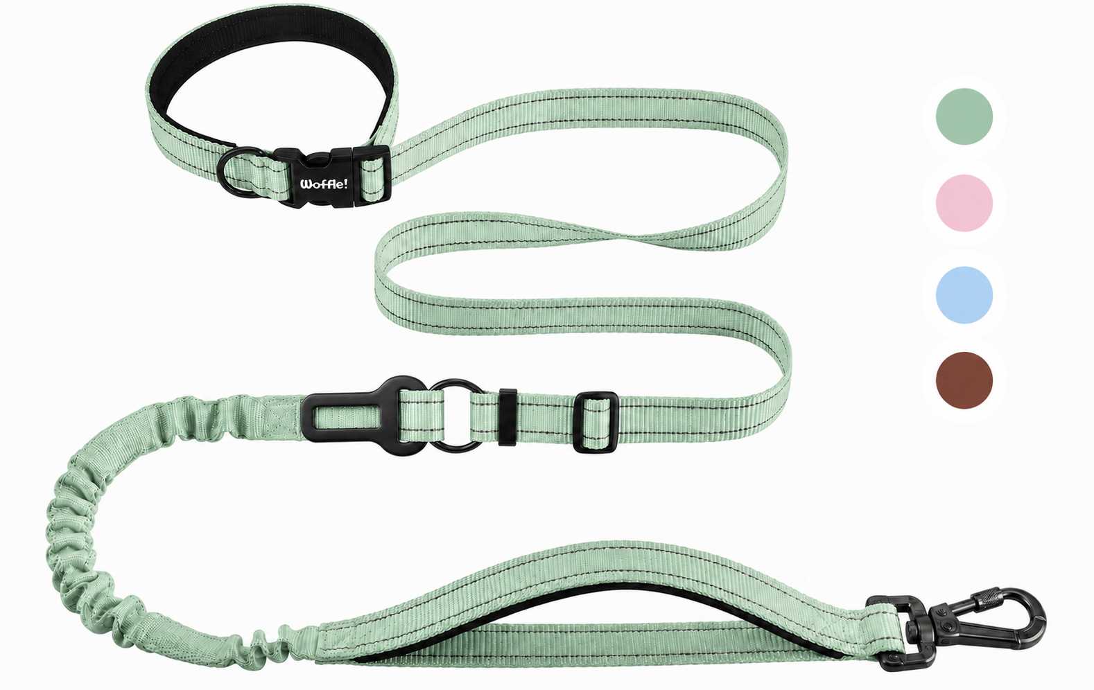 Hands Free Dog Leash with Car Seat Belt Clip for Walking Running and Training
